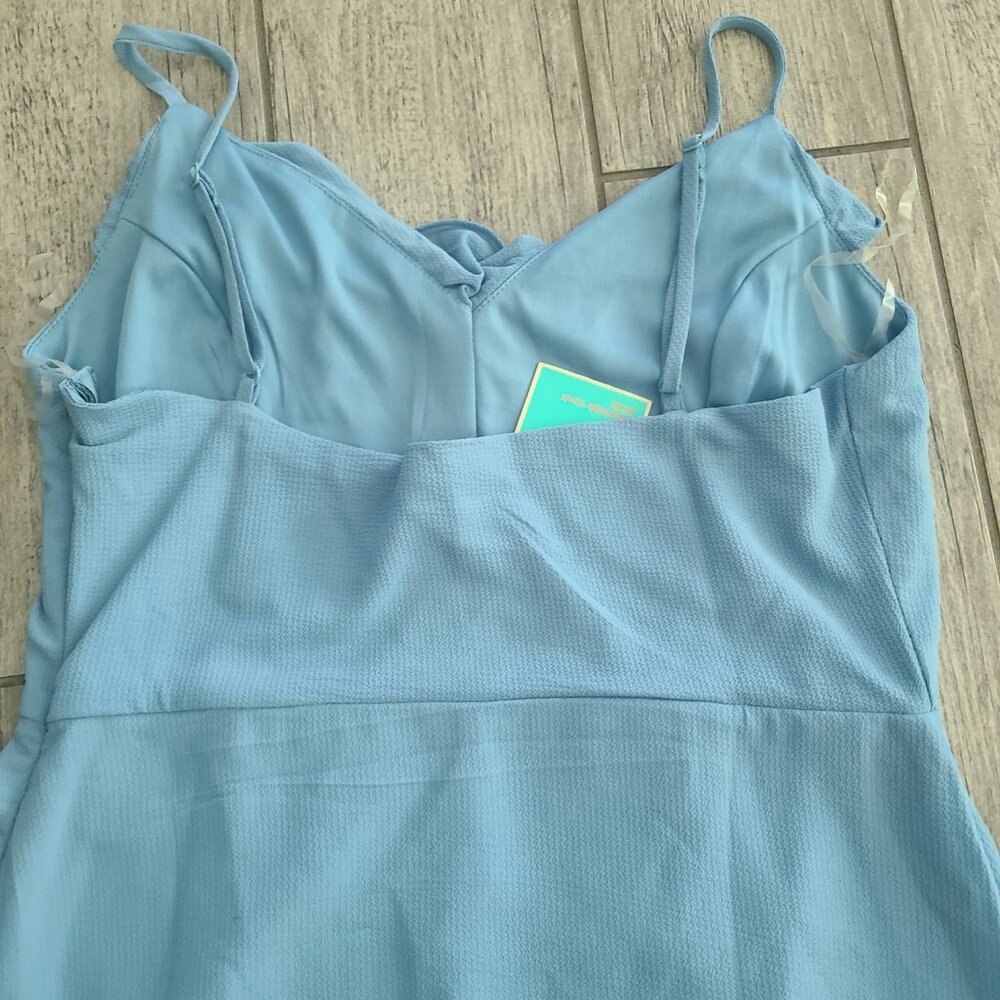 GB Fan Favs ruffle high low dress dusty blue size large NWT - Picture 13 of 13